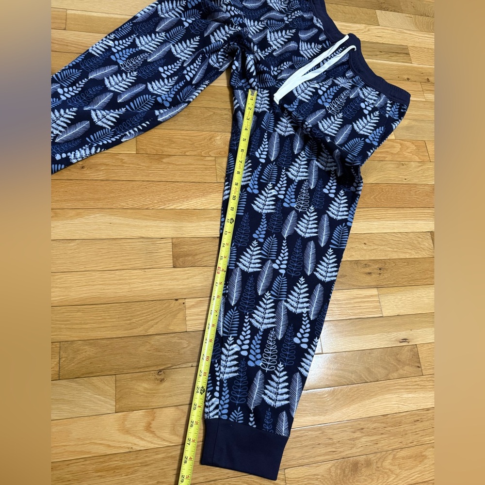 NWT Garnet Hill Blue Fern Flannel Jogger Pajama Pants Organic Pima Cotton Medium - Picture 3 of 8